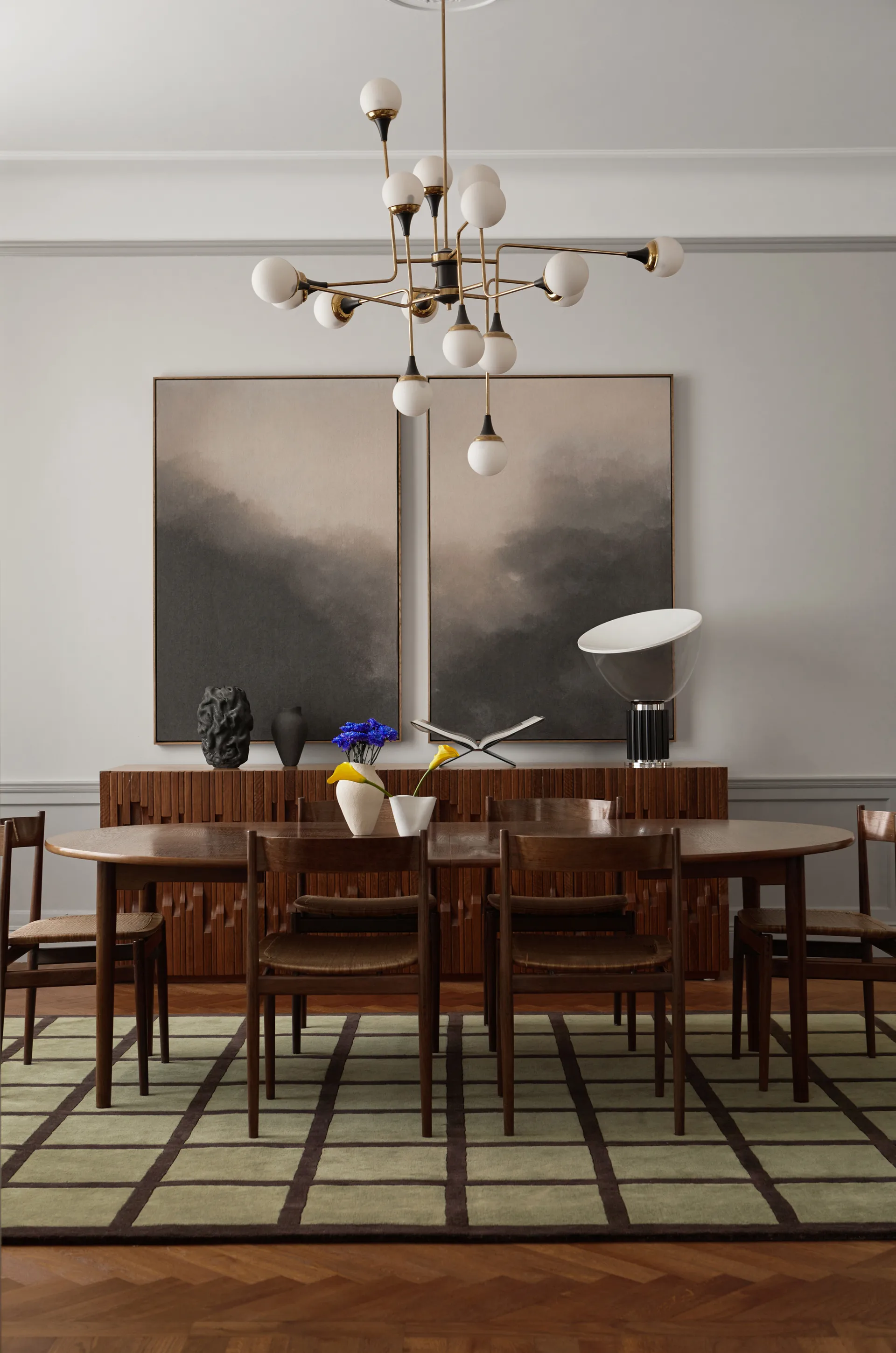 Avenue Checked Wollteppich, Olive, 300 x 400cm Layered