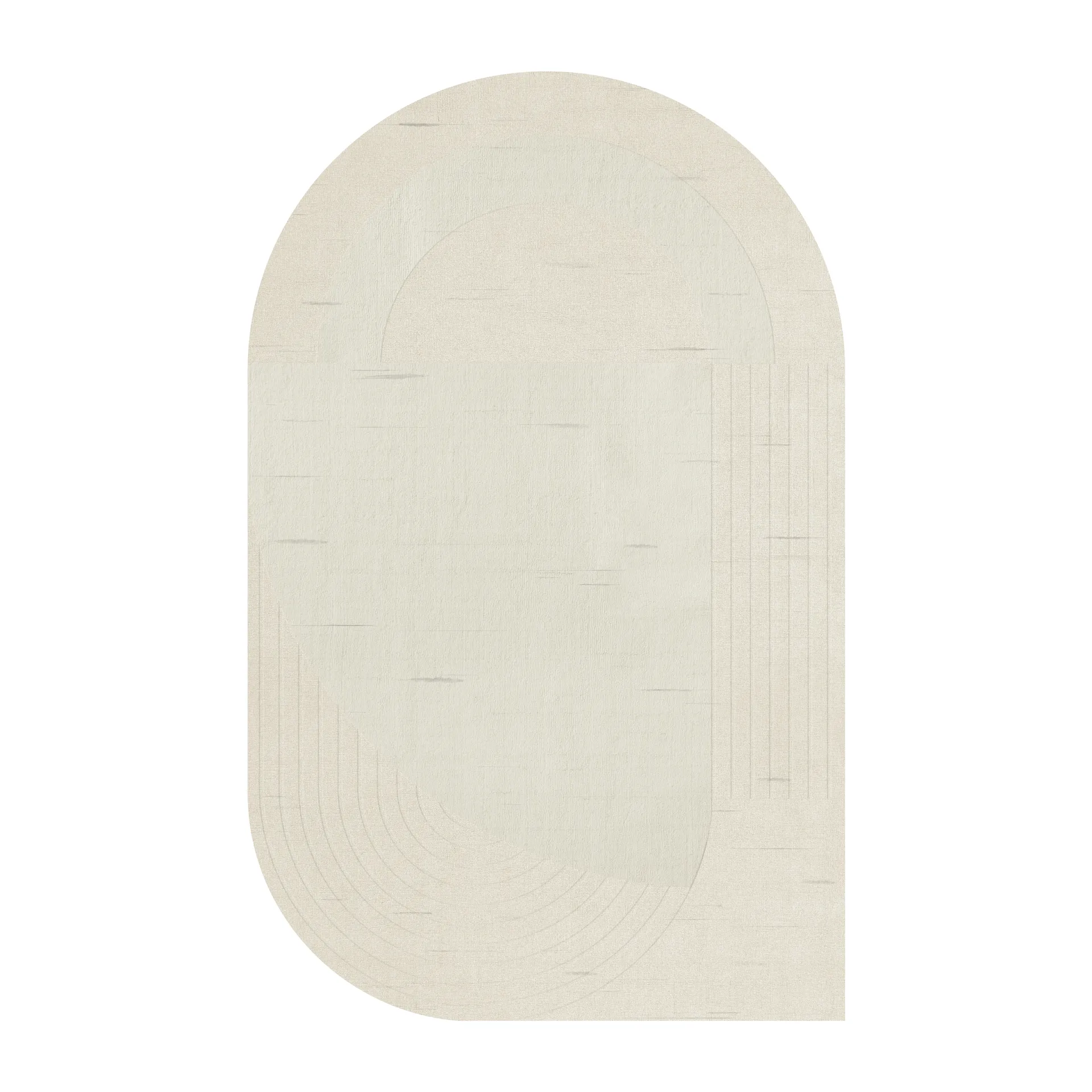Circular Wollteppich 220 x 350cm, Bone white Layered