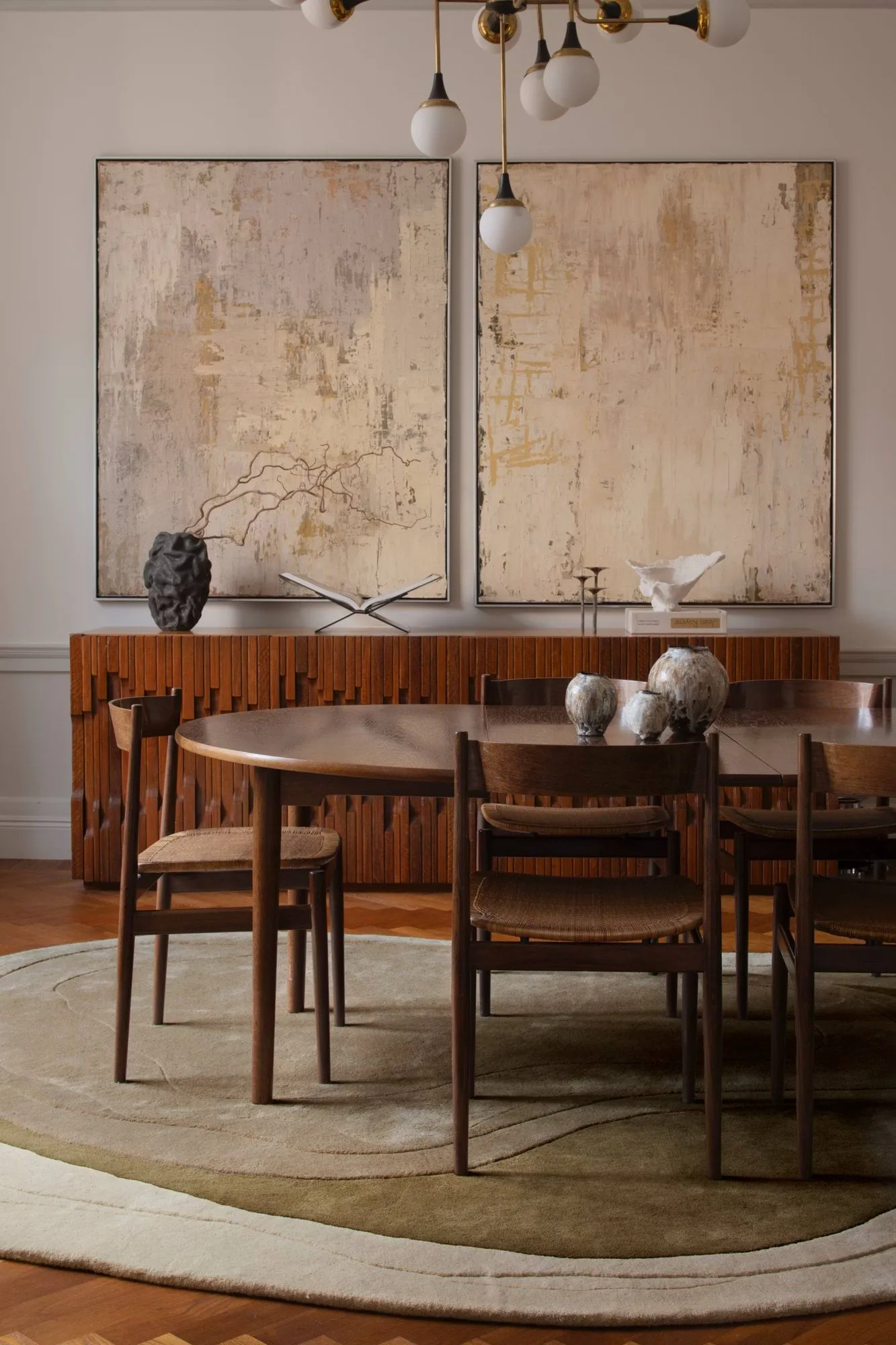 Erik Bratsberg Lozza Wollteppich, Olive, 300x400 cm Layered