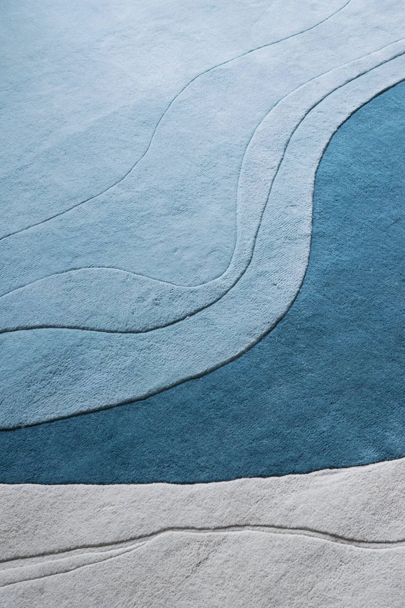 Erik Bratsberg Lozza Wollteppich, Teal, 210x270 cm Layered