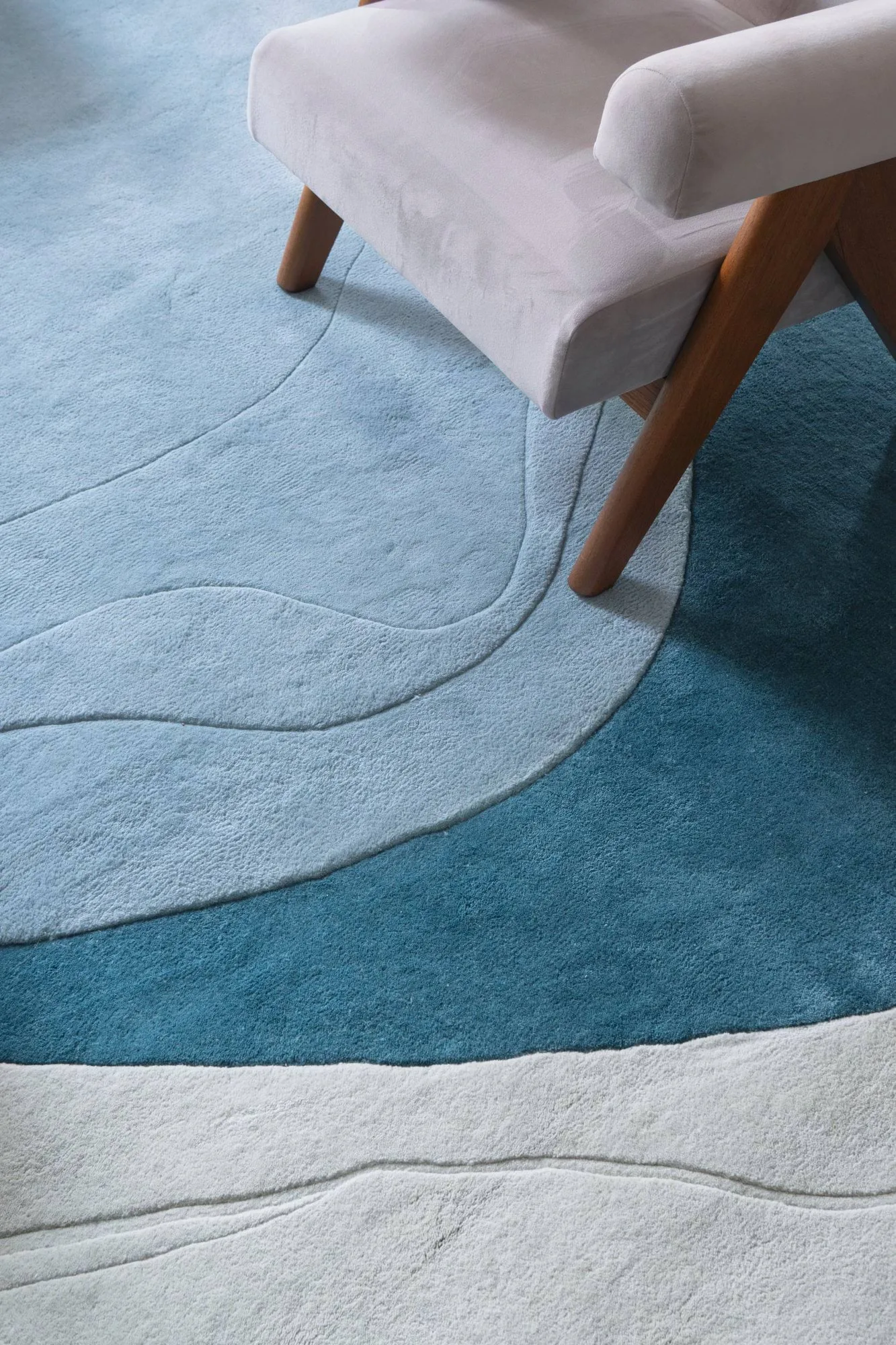 Erik Bratsberg Lozza Wollteppich, Teal, 210x270 cm Layered