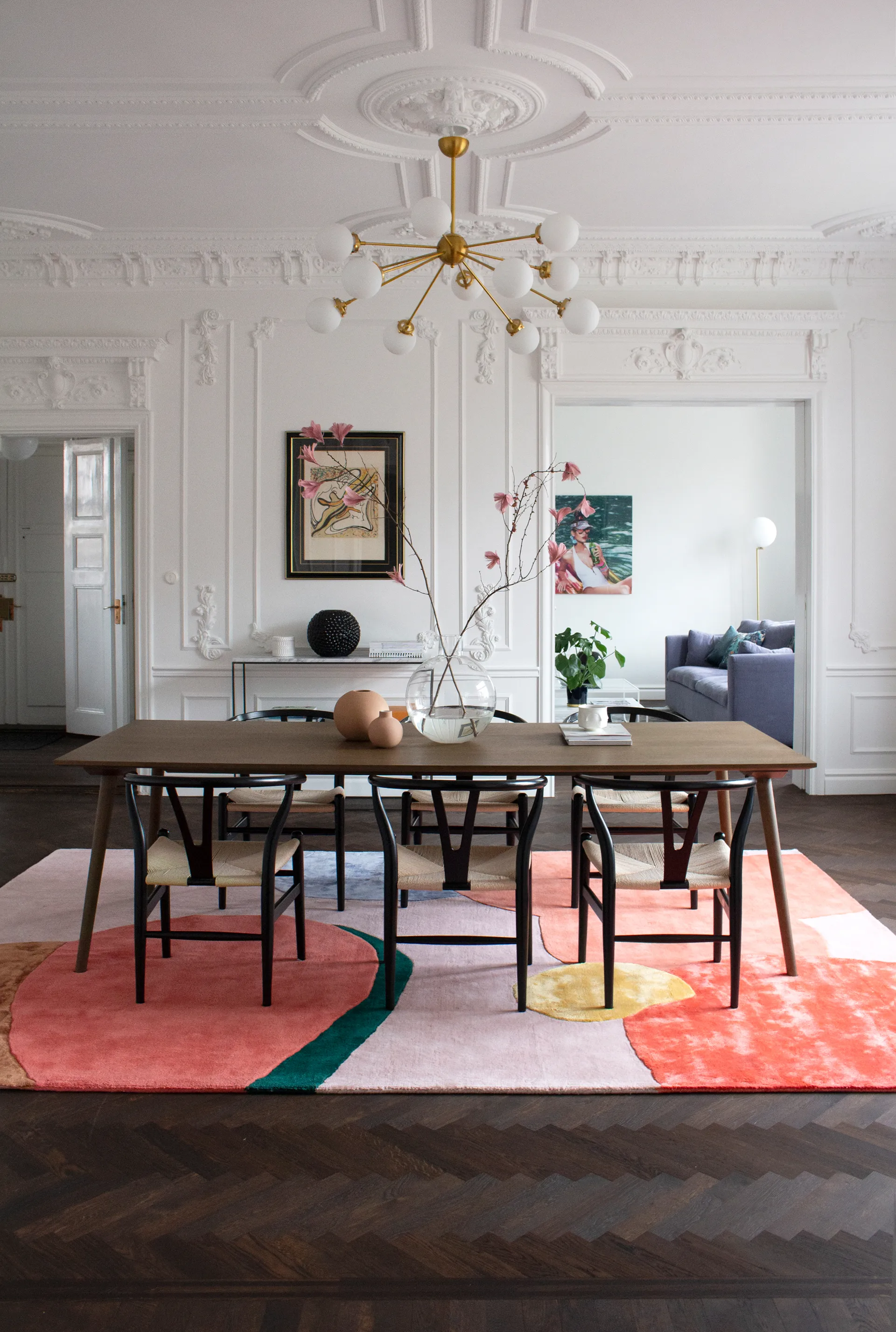 Flower Field Wollteppich 160 x 230cm, Pink Layered