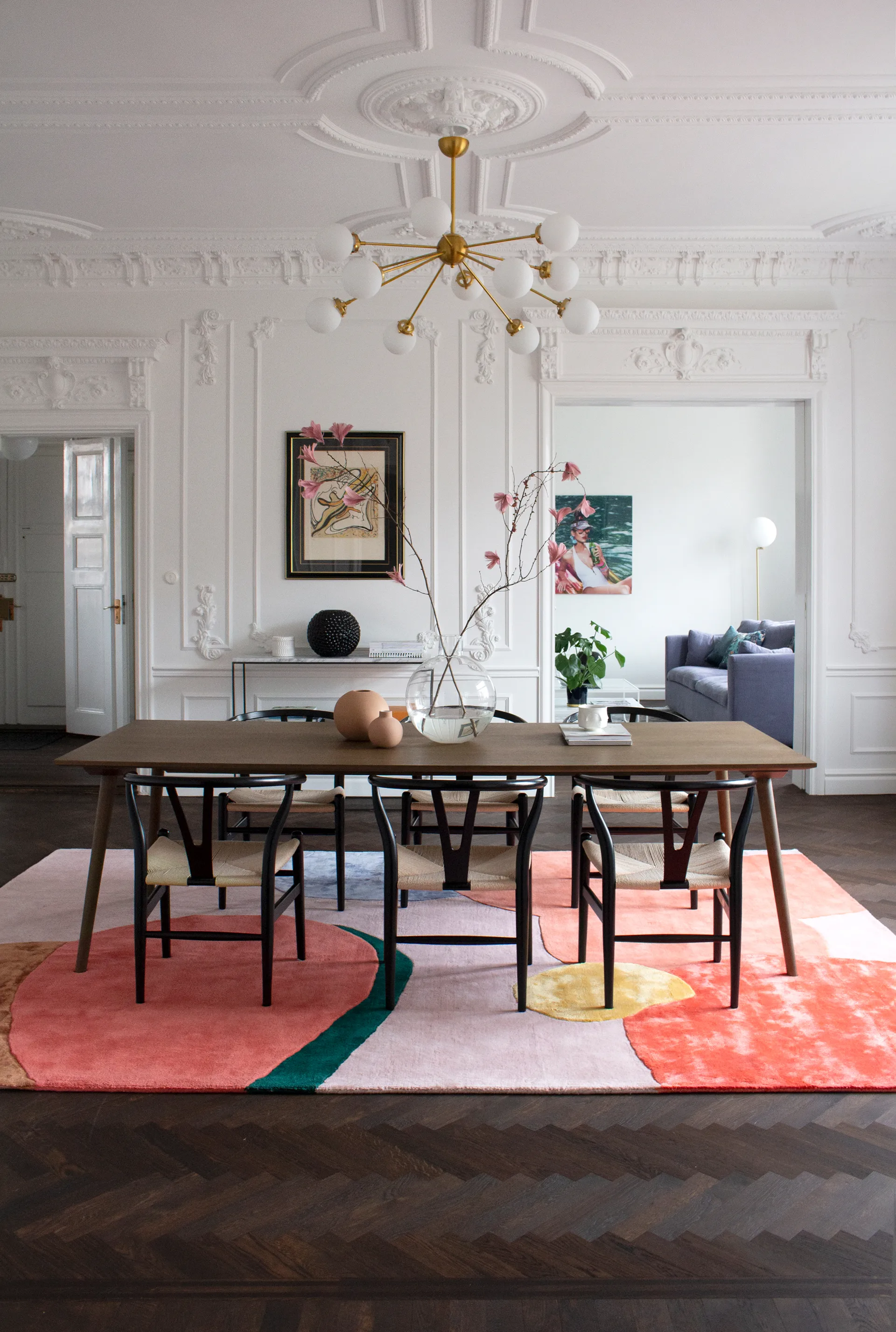 Flower Field Wollteppich 200x300 cm, Pink Layered