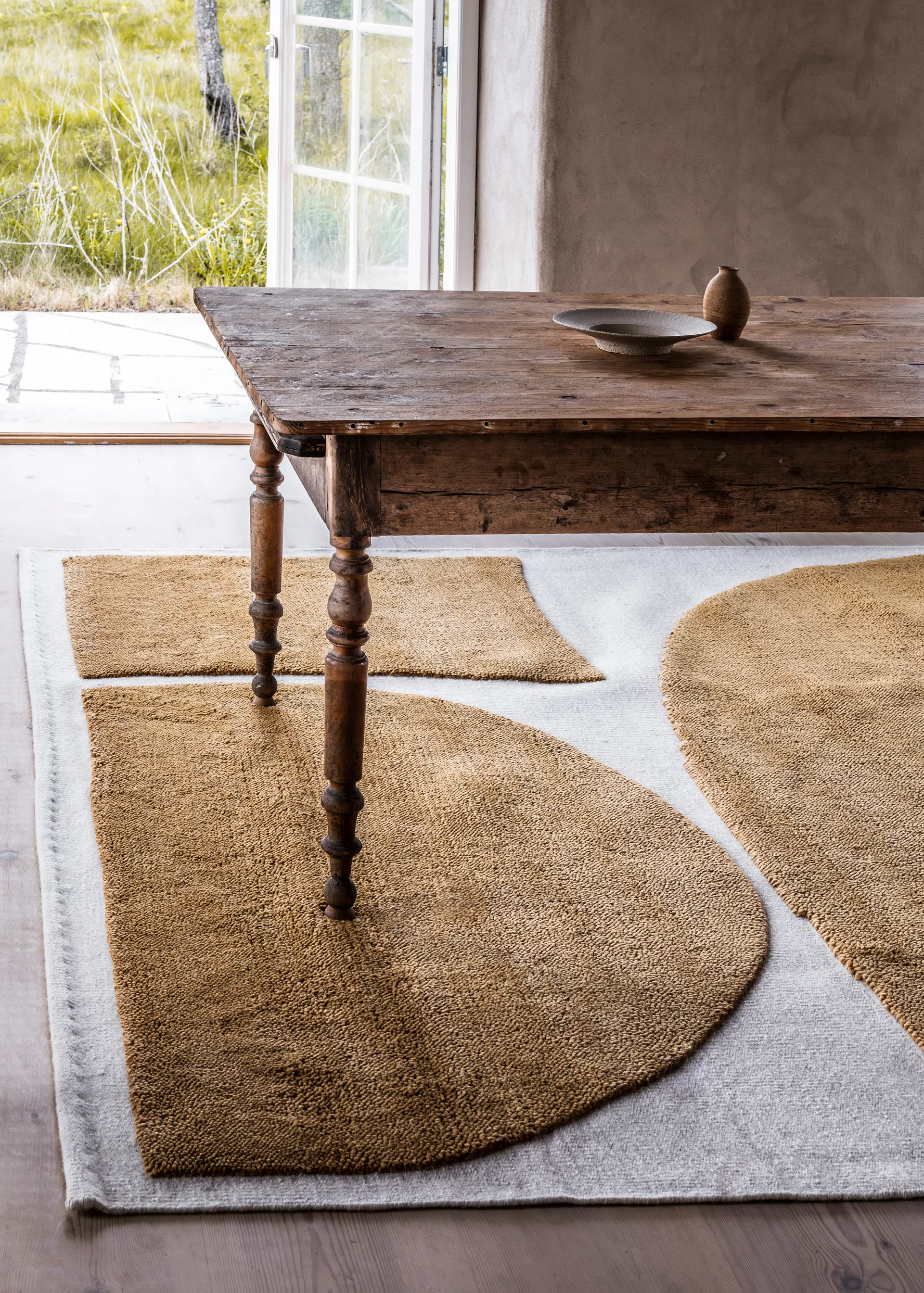 Gotland Rauk Wollteppich, Sunflower yellow 250x350 cm Layered