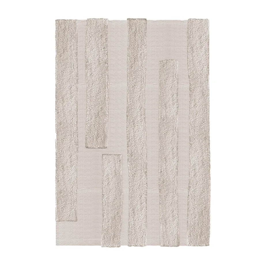 Punja Bricks Wollteppich, Sand Melange, 160 x 230cm Layered