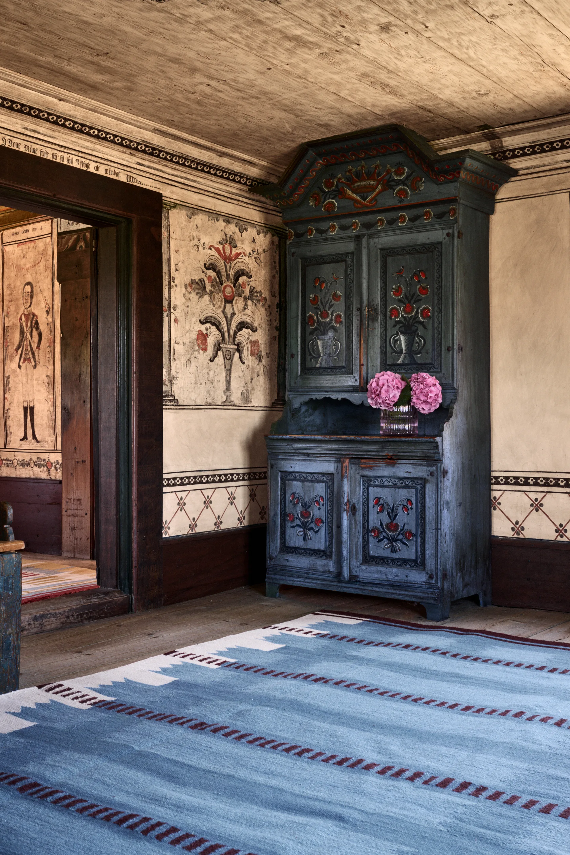 Röllakan Iris Wollteppich, Petrol, 180x270 cm Layered