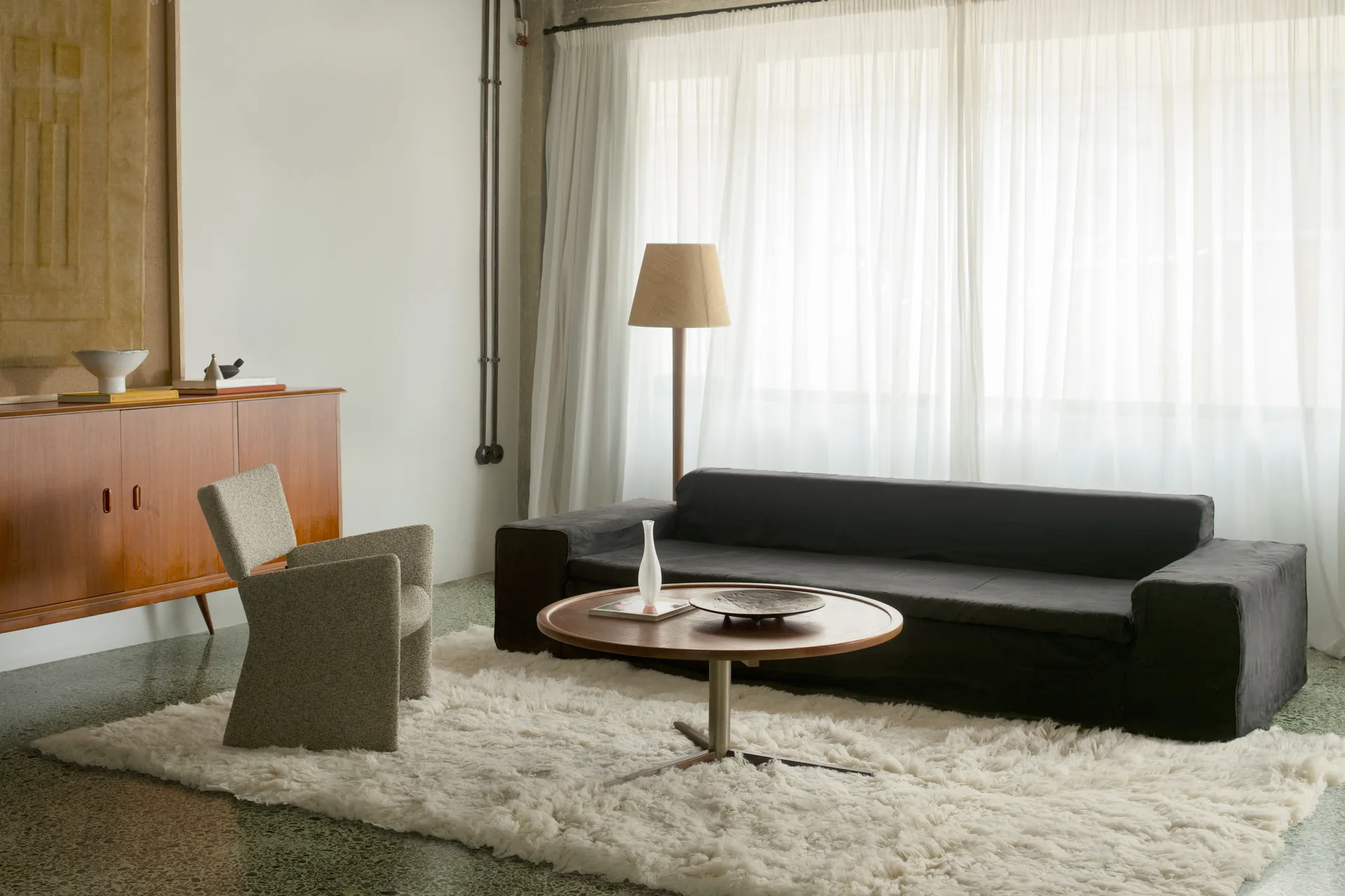 Shaggy Teppich 180 x 270cm, Off White Layered