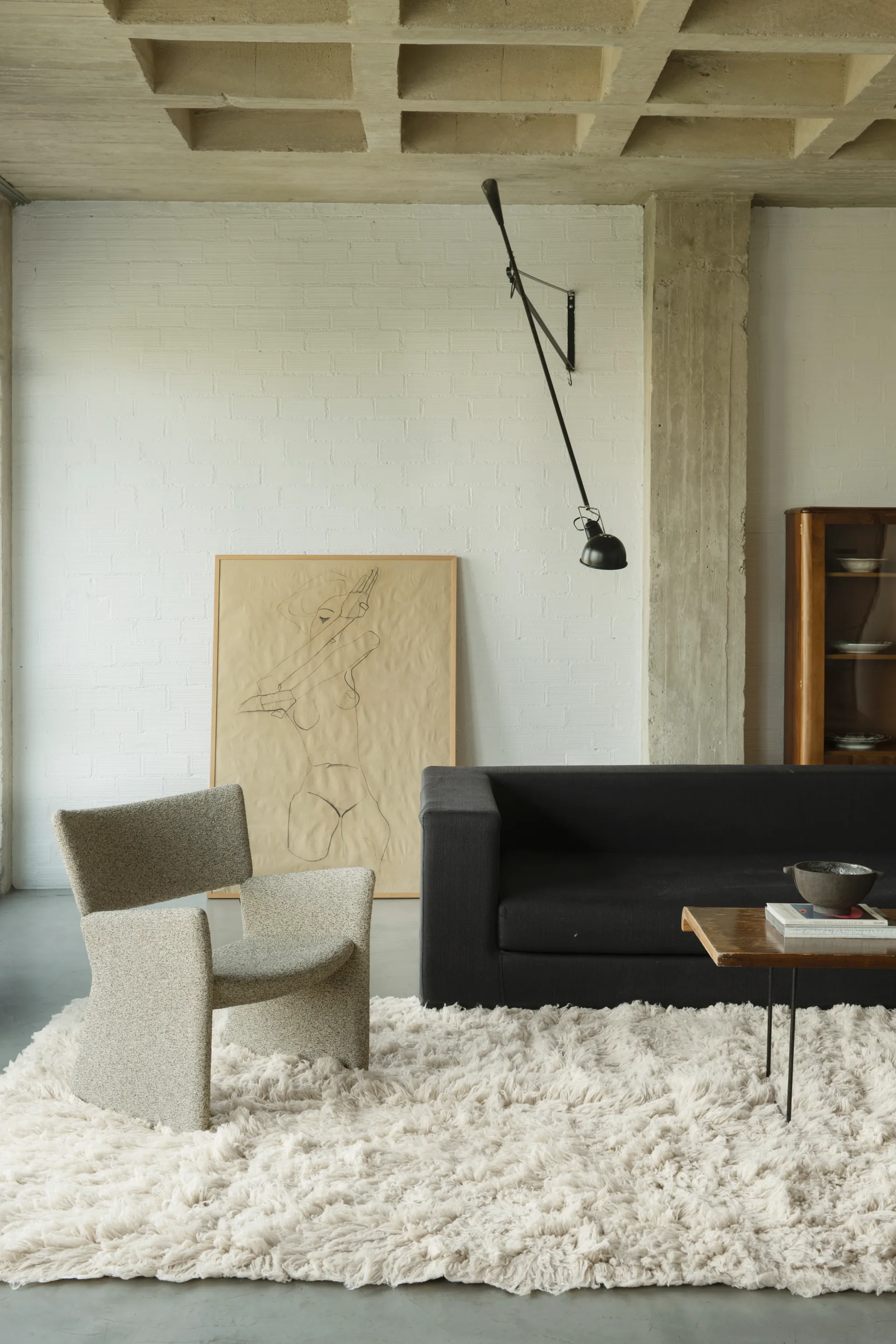 Shaggy Teppich 200x300 cm, Bone White Layered