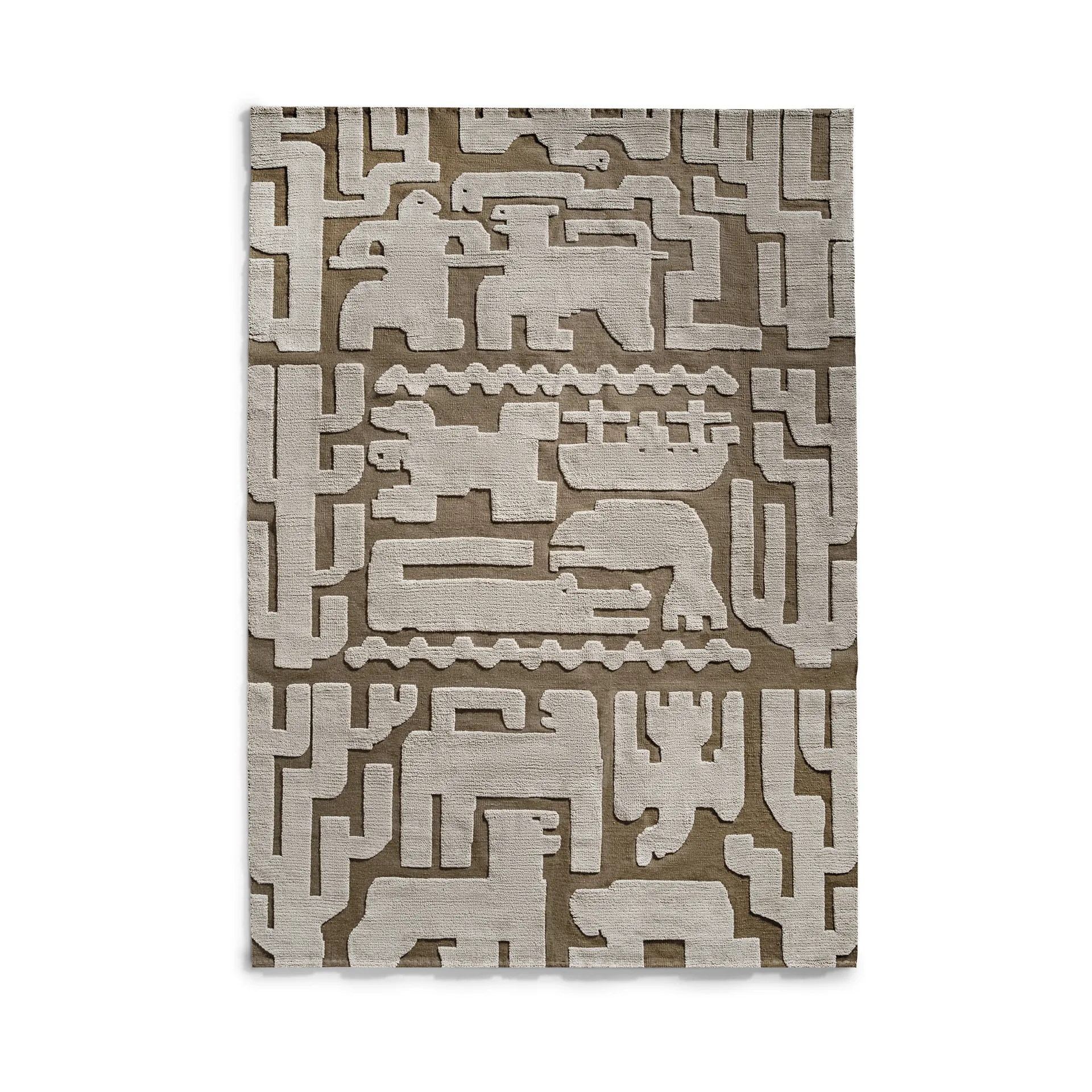 Stig Lindberg Gunnel Wollteppich, Walnut brown, 180 x 270cm Layered