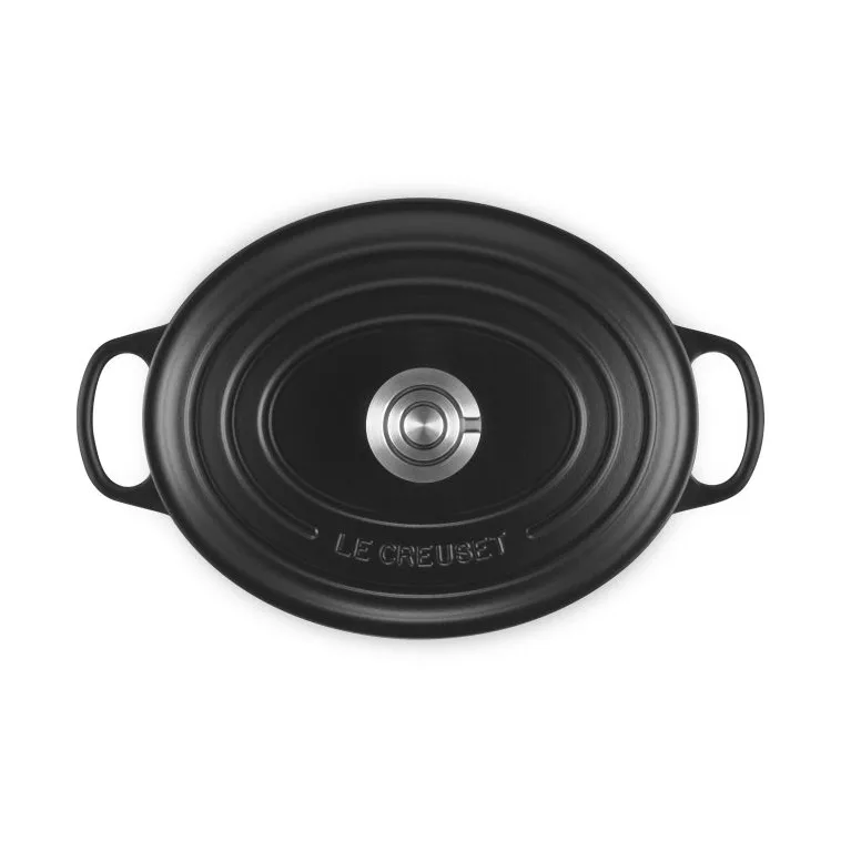 Le Creuset Signature Gusseisen ovale Kasserolle, Matt Schwarz, 4,1 l Le Creuset
