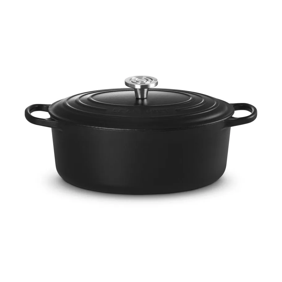 Le Creuset Signature Gusseisen ovale Kasserolle, Matt Schwarz, 6,3 l Le Creuset