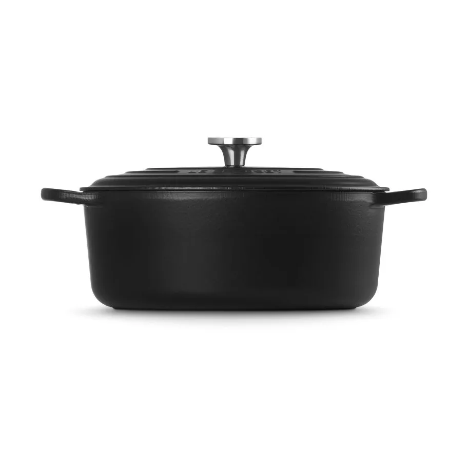 Le Creuset Signature Gusseisen ovale Kasserolle, Matt Schwarz, 6,3 l Le Creuset