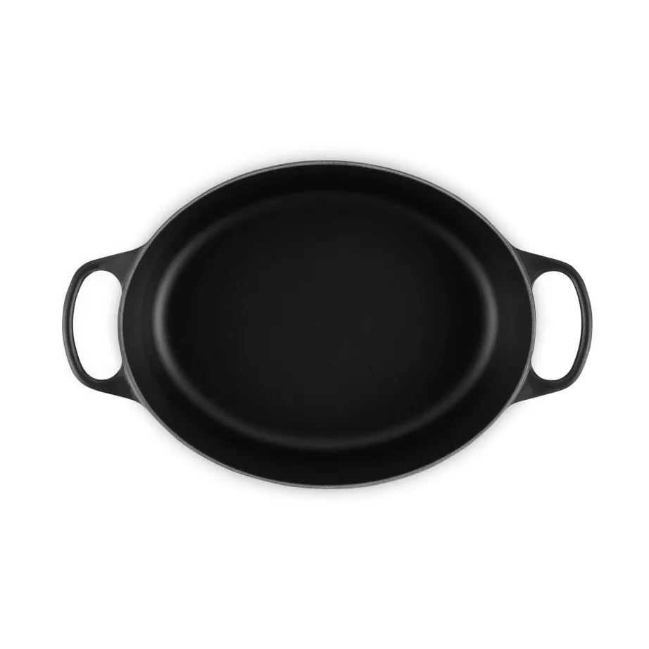 Le Creuset Signature Gusseisen ovale Kasserolle, Matt Schwarz, 6,3 l Le Creuset