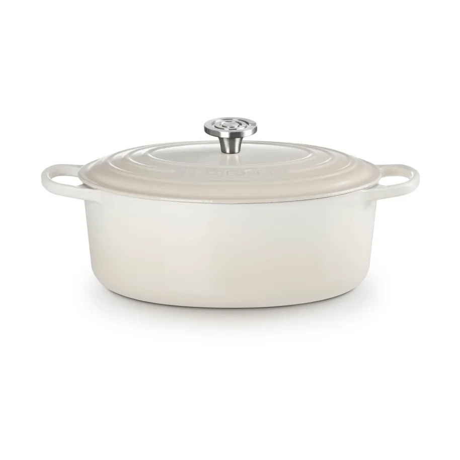 Le Creuset Signature Gusseisen ovale Kasserolle, Meringue, 6,3 l Le Creuset