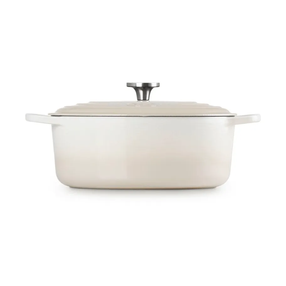 Le Creuset Signature Gusseisen ovale Kasserolle, Meringue, 6,3 l Le Creuset