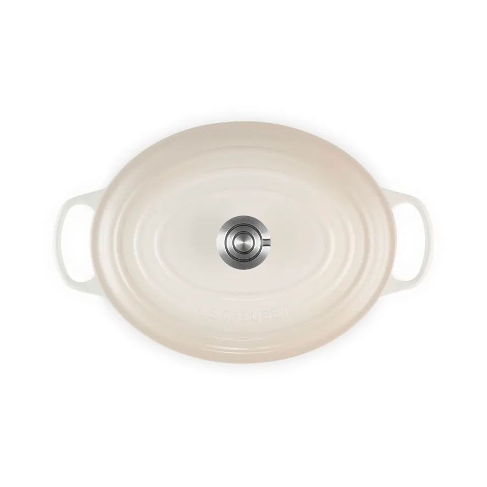 Le Creuset Signature Gusseisen ovale Kasserolle, Meringue, 6,3 l Le Creuset