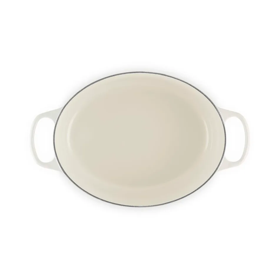 Le Creuset Signature Gusseisen ovale Kasserolle, Meringue, 6,3 l Le Creuset