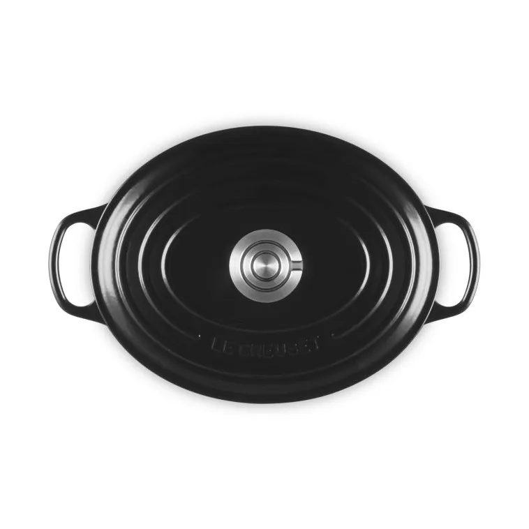 Le Creuset Signature Gusseisen ovale Kasserolle, Schwarz, 4,1 l Le Creuset