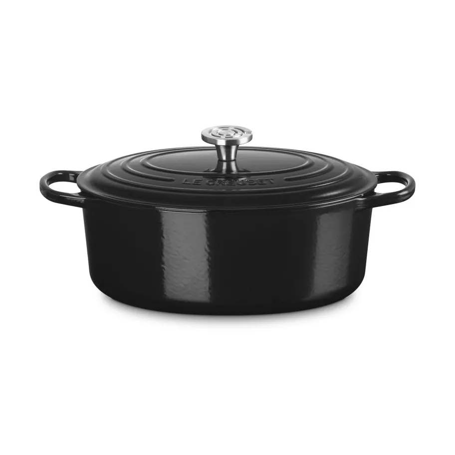 Le Creuset Signature Gusseisen ovale Kasserolle, Schwarz, 6,3 l Le Creuset