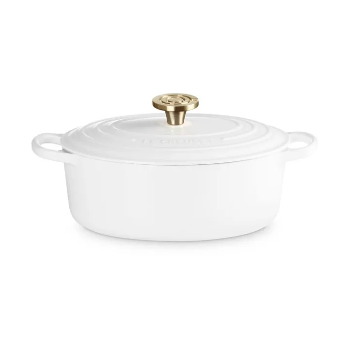 Le Creuset Signature Gusseisen ovale Kasserolle - Weiß, 4,1 l - Le Creuset