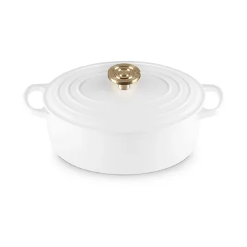 Le Creuset Signature Gusseisen ovale Kasserolle - Weiß, 4,1 l - Le Creuset