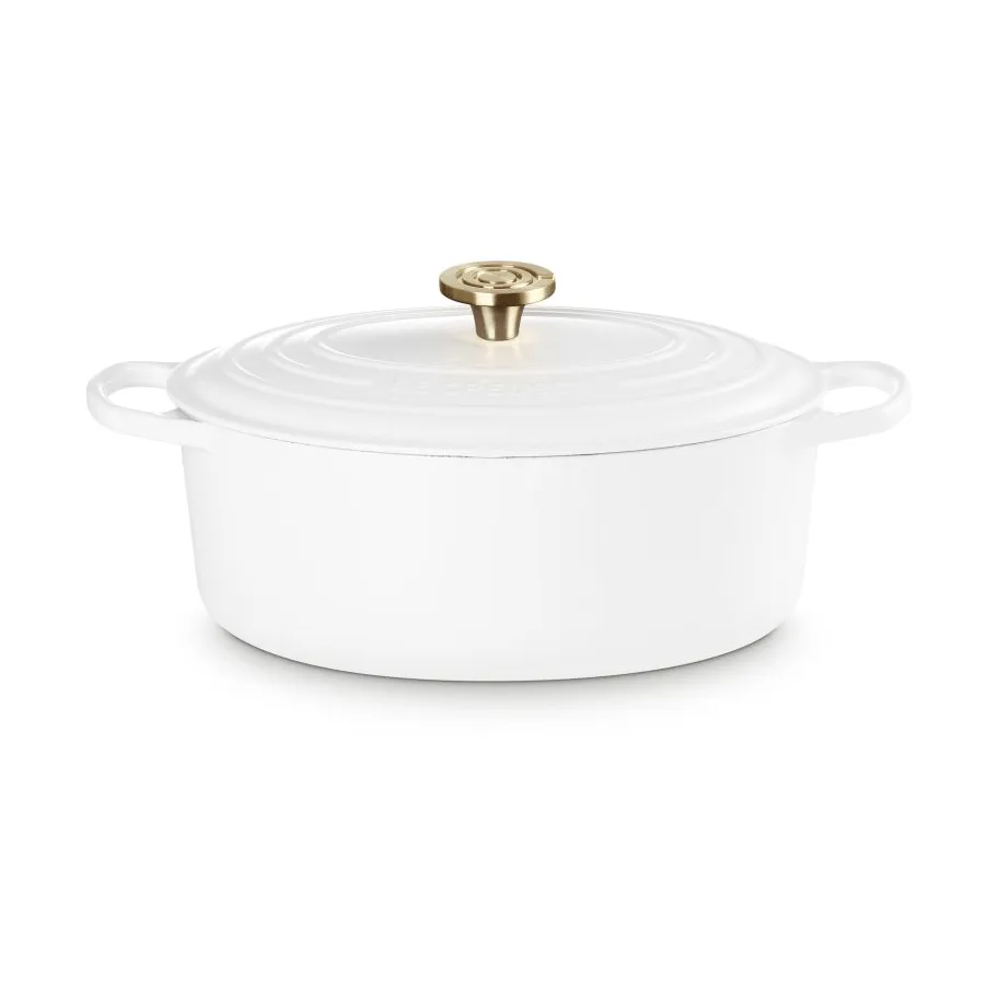 Le Creuset Signature Gusseisen ovale Kasserolle, Weiß, 6,3 l Le Creuset