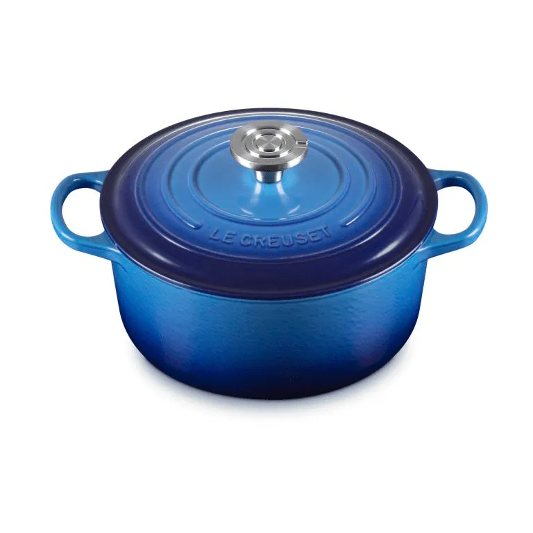 Le Creuset Signature Gusseisen runder Bräter, Azurblau, 4,2 l Le Creuset
