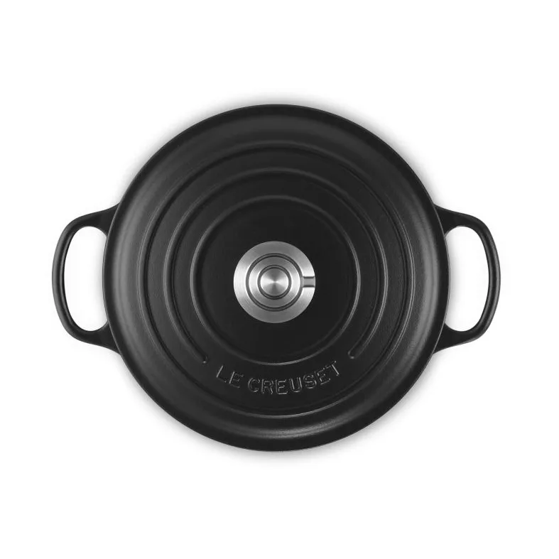 Le Creuset Signature Gusseisen runder Bräter, Matt Schwarz, 4,2 l Le Creuset