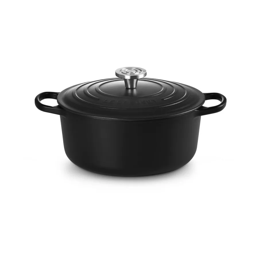 Le Creuset Signature Gusseisen runder Bräter, Matt Schwarz, 5,3 l Le Creuset