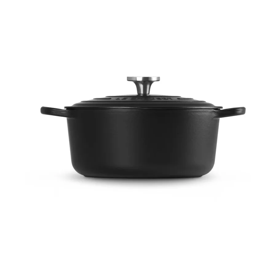 Le Creuset Signature Gusseisen runder Bräter, Matt Schwarz, 5,3 l Le Creuset