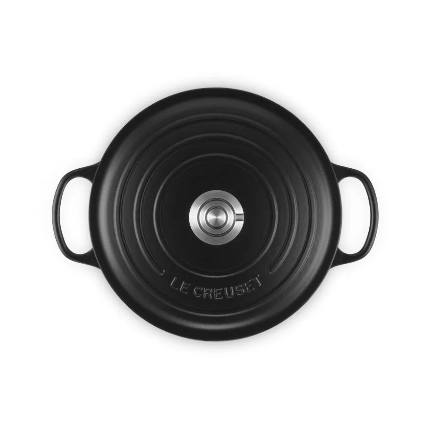 Le Creuset Signature Gusseisen runder Bräter, Matt Schwarz, 5,3 l Le Creuset