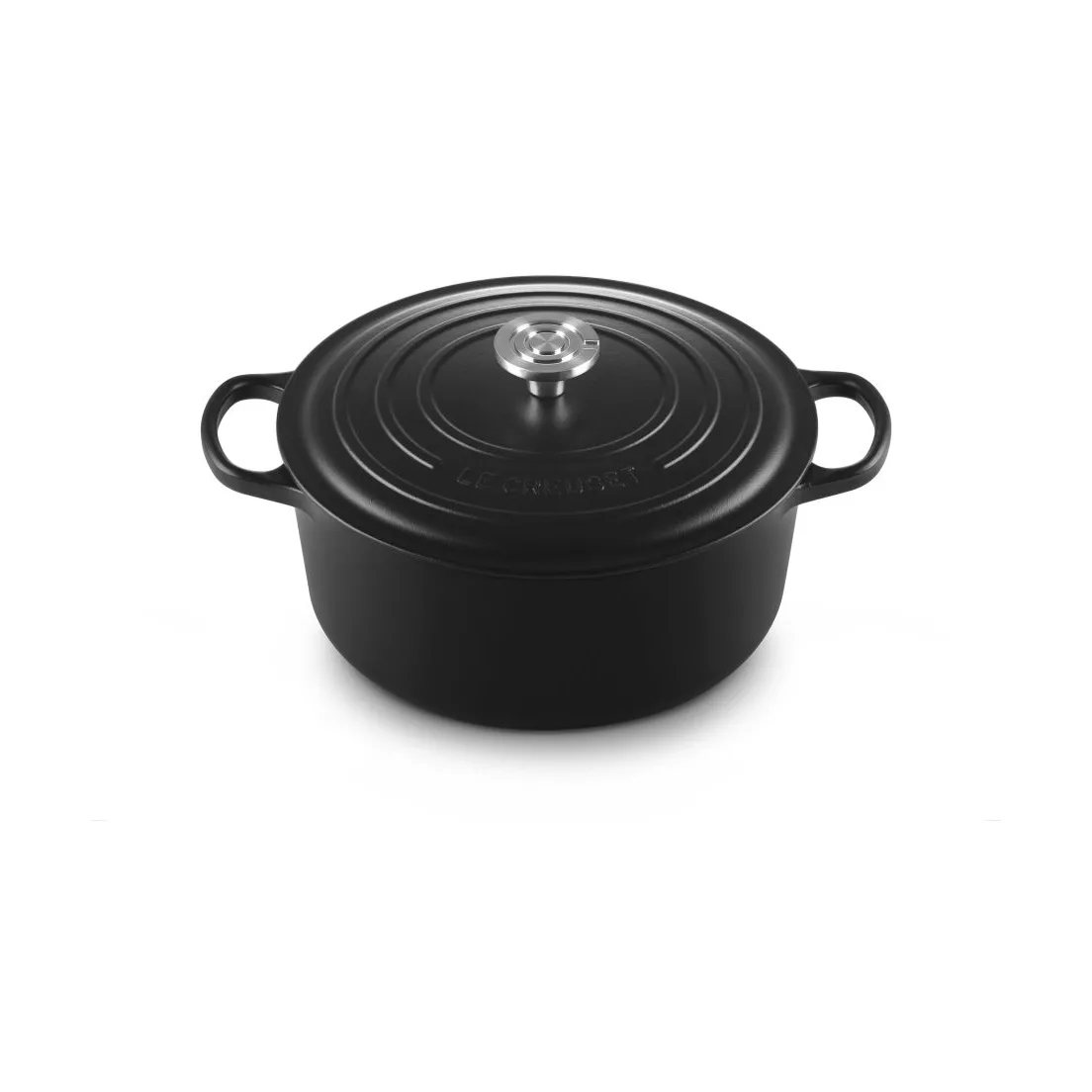 Le Creuset Signature Gusseisen runder Bräter, Matt Schwarz, 6,7 l Le Creuset