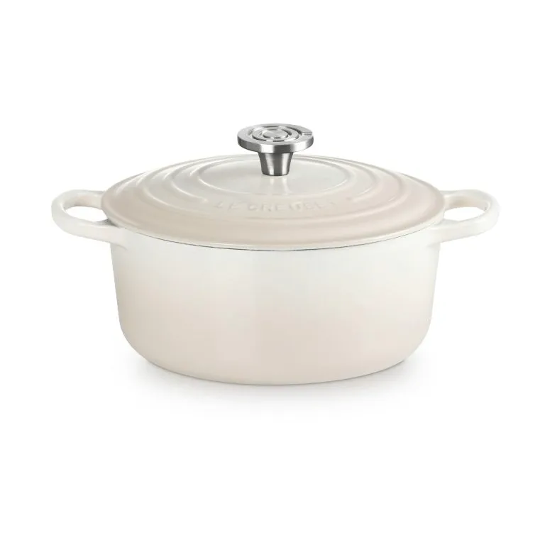 Le Creuset Signature Gusseisen runder Bräter, Meringue, 4,2 l Le Creuset
