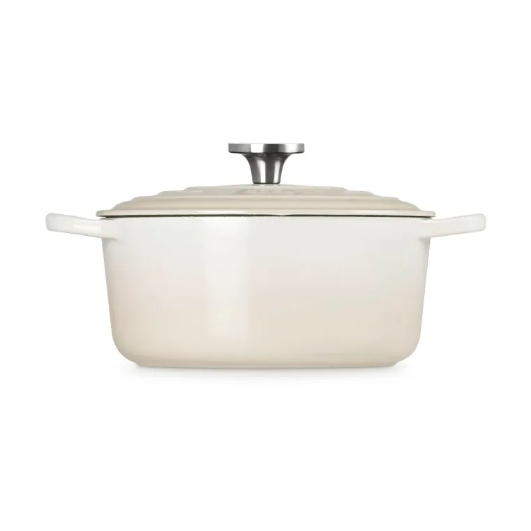 Le Creuset Signature Gusseisen runder Bräter, Meringue, 4,2 l Le Creuset