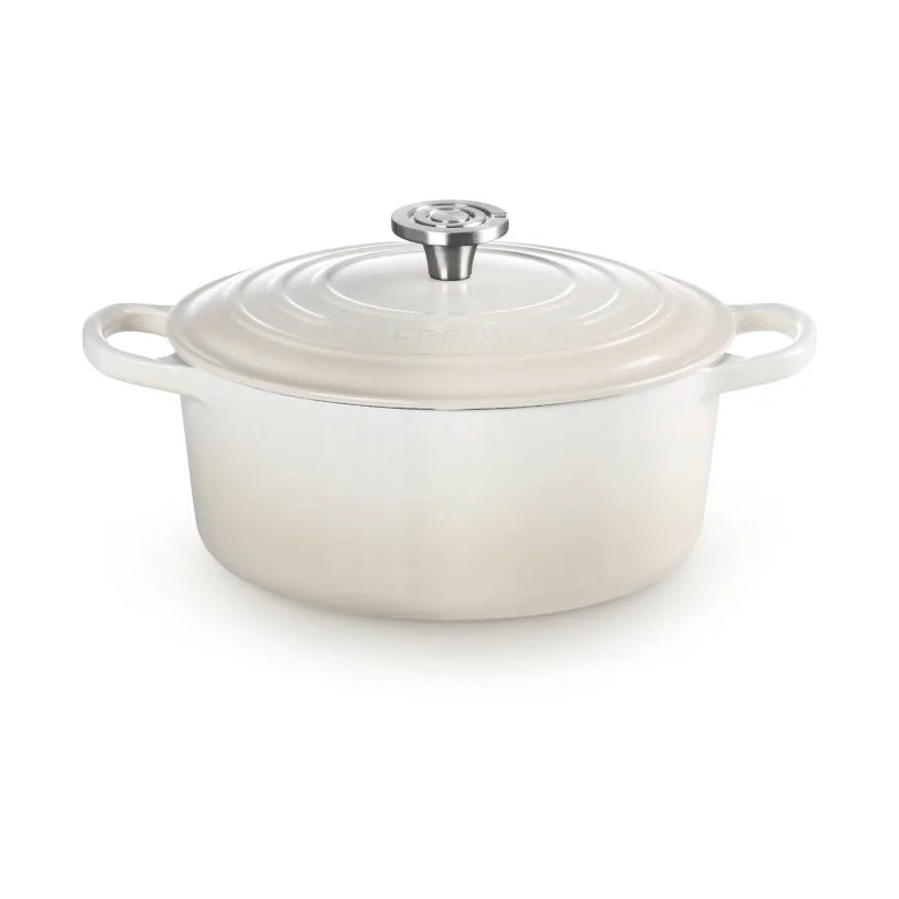 Le Creuset Signature Gusseisen runder Bräter, Meringue, 5,3 l Le Creuset