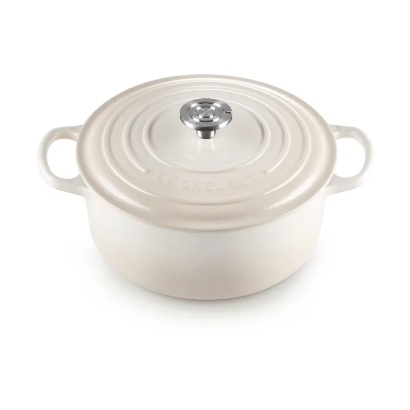 Le Creuset Signature Gusseisen runder Bräter, Meringue, 5,3 l Le Creuset