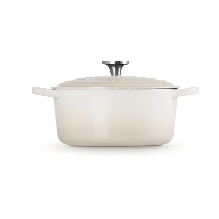 Le Creuset Signature Gusseisen runder Bräter, Meringue, 5,3 l Le Creuset
