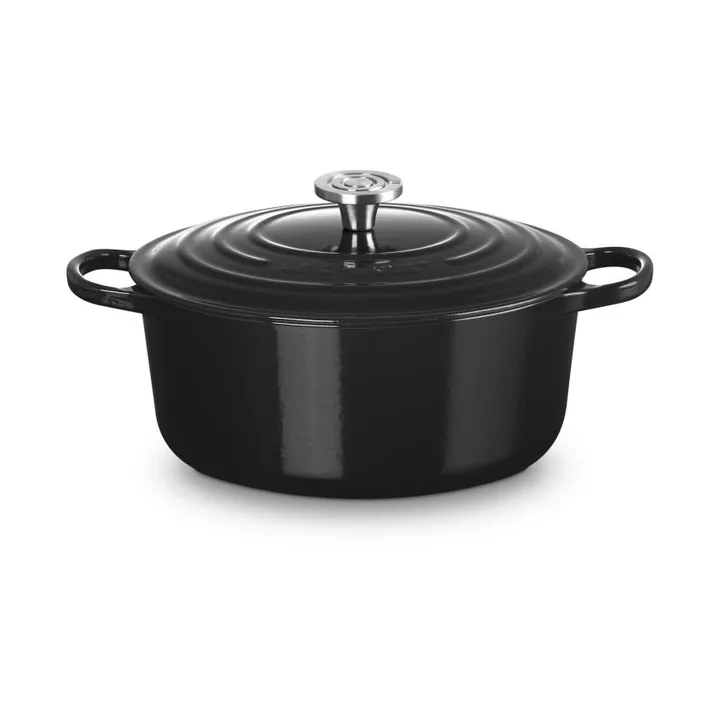 Le Creuset Signature Gusseisen runder Bräter - Schwarz, 6,7 l - Le Creuset