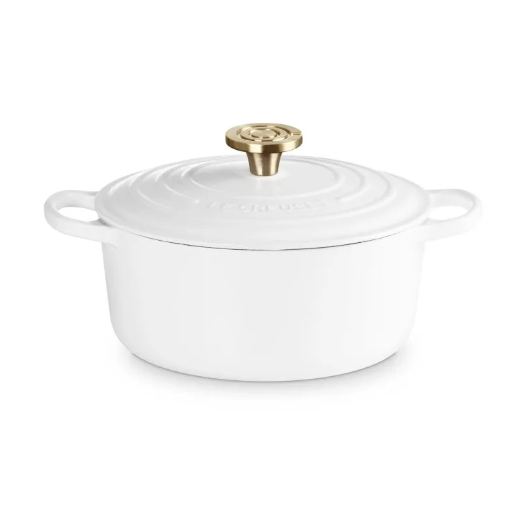 Le Creuset Signature Gusseisen runder Bräter, Weiß, 4,2 l Le Creuset