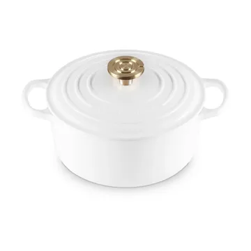 Le Creuset Signature Gusseisen runder Bräter - Weiß, 4,2 l - Le Creuset