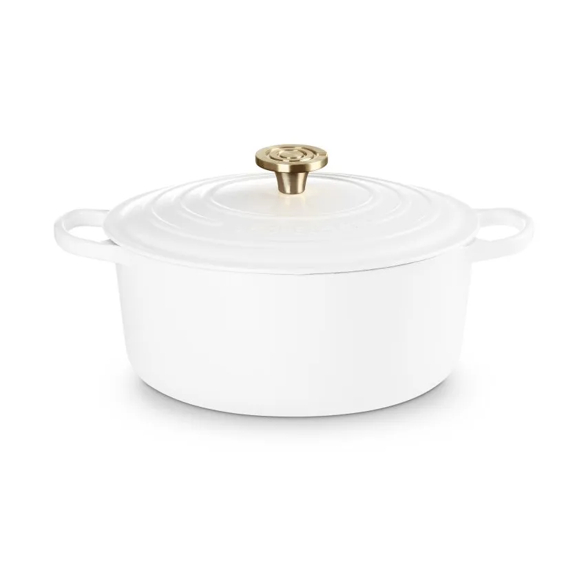 Le Creuset Signature Gusseisen runder Bräter, Weiß, 6,7 l Le Creuset