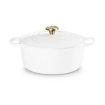Le Creuset Signature Gusseisen runder Bräter - Weiß, 6,7 l - Le Creuset