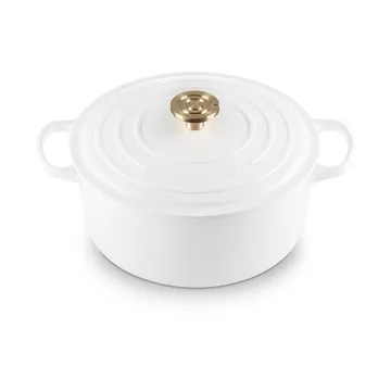 Le Creuset Signature Gusseisen runder Bräter - Weiß, 6,7 l - Le Creuset