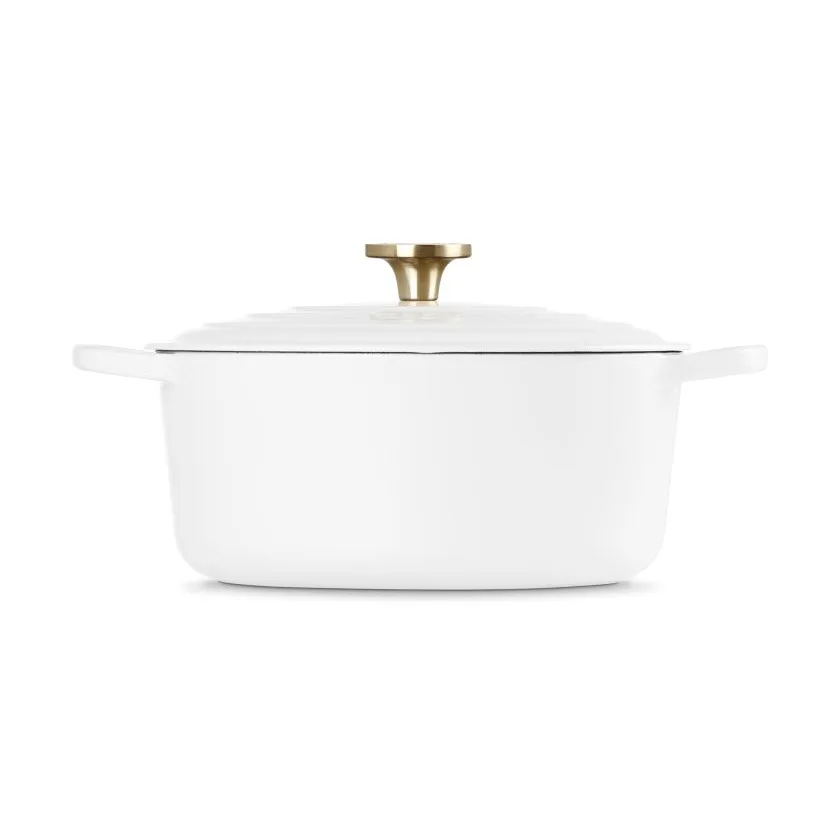Le Creuset Signature Gusseisen runder Bräter, Weiß, 6,7 l Le Creuset