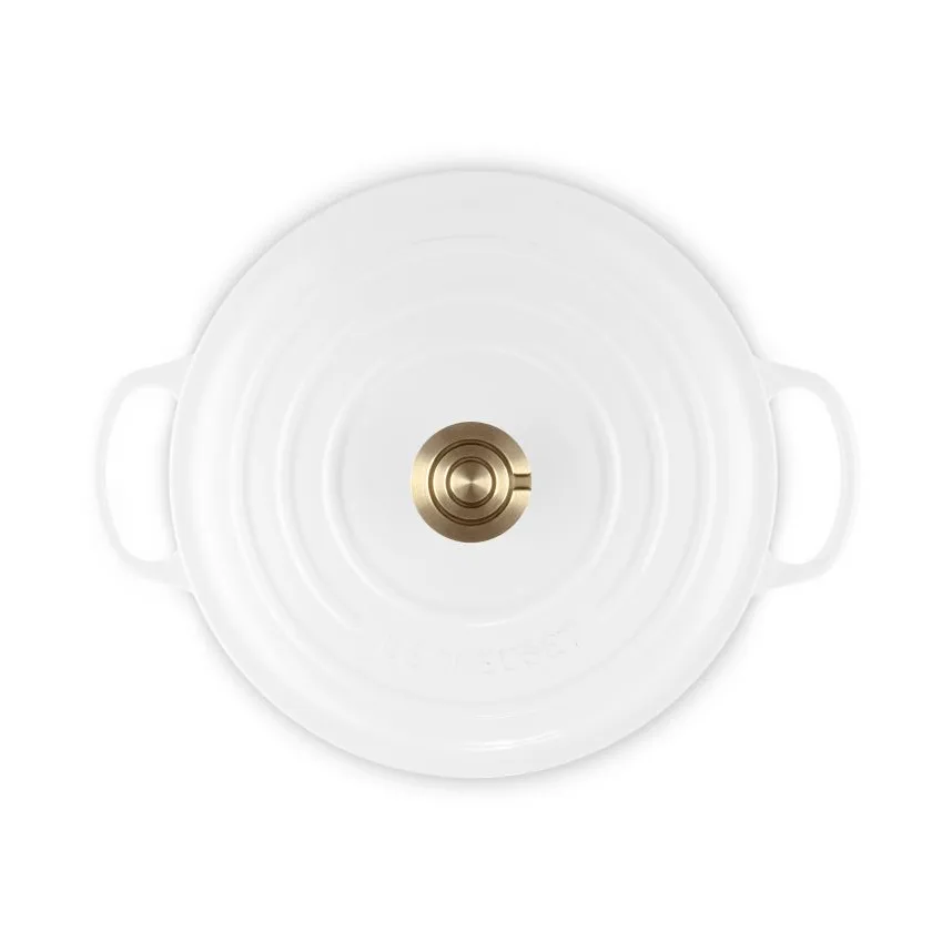 Le Creuset Signature Gusseisen runder Bräter, Weiß, 6,7 l Le Creuset