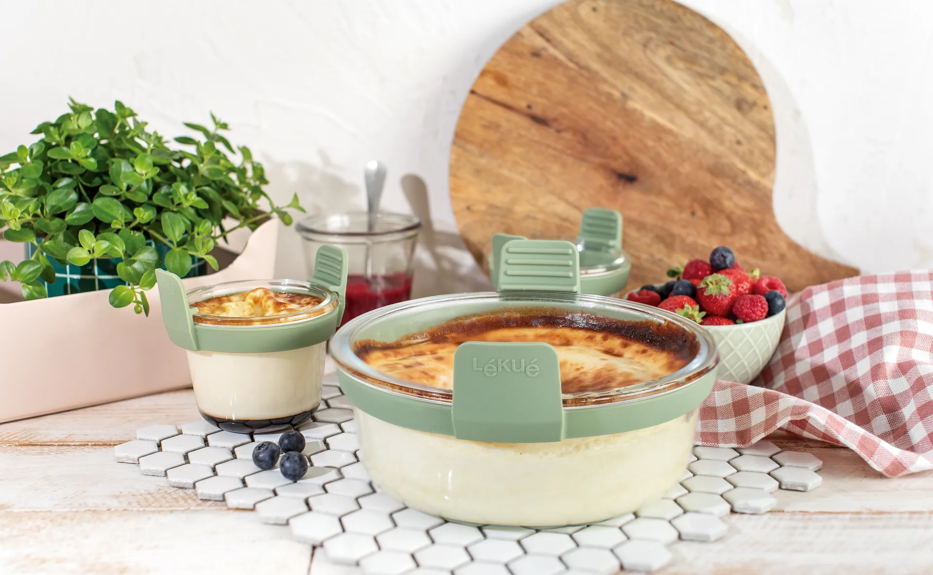 Lékué Air Fryer runde Glasform, Transparent Lékué