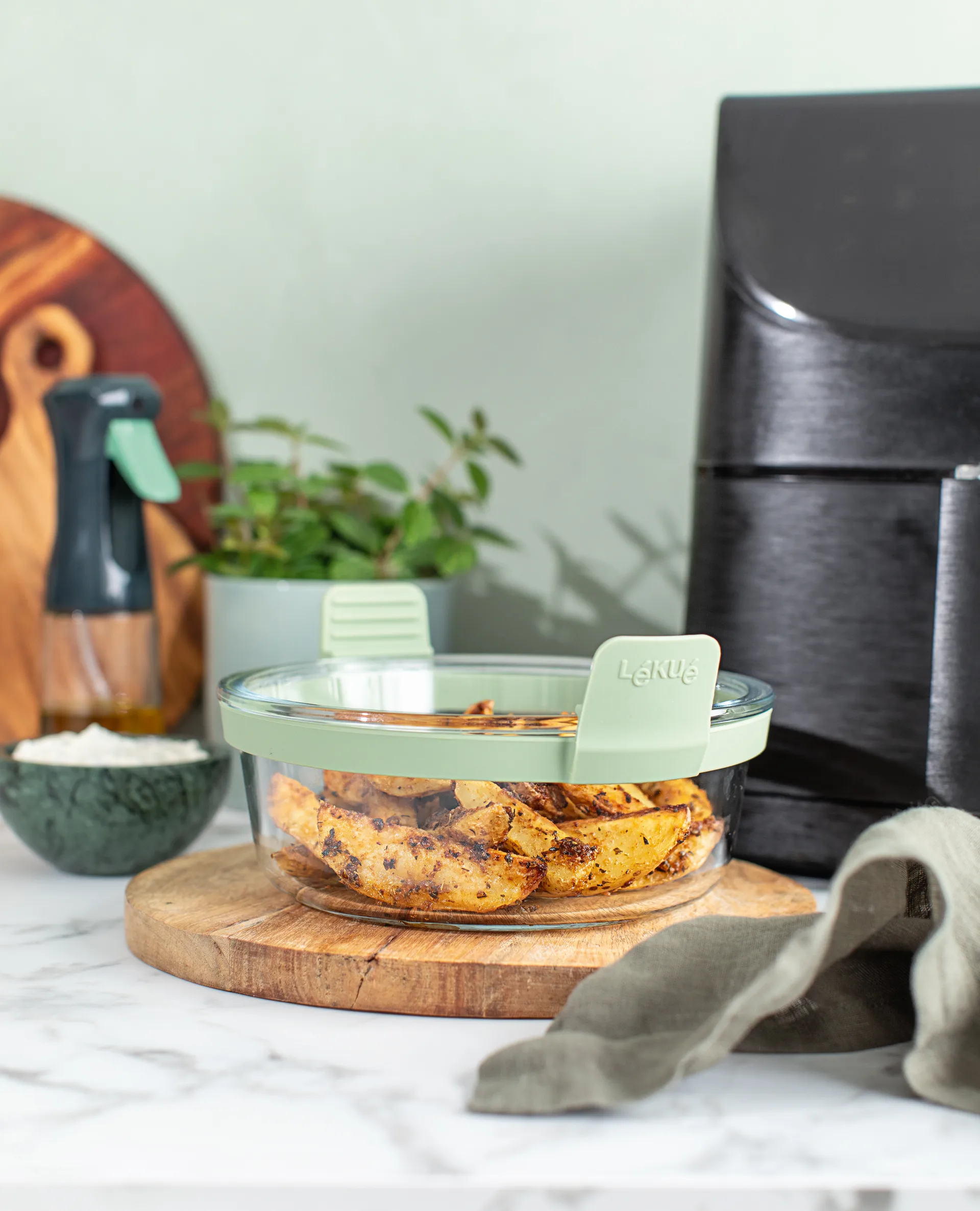 Lékué Air Fryer runde Glasform, Transparent Lékué