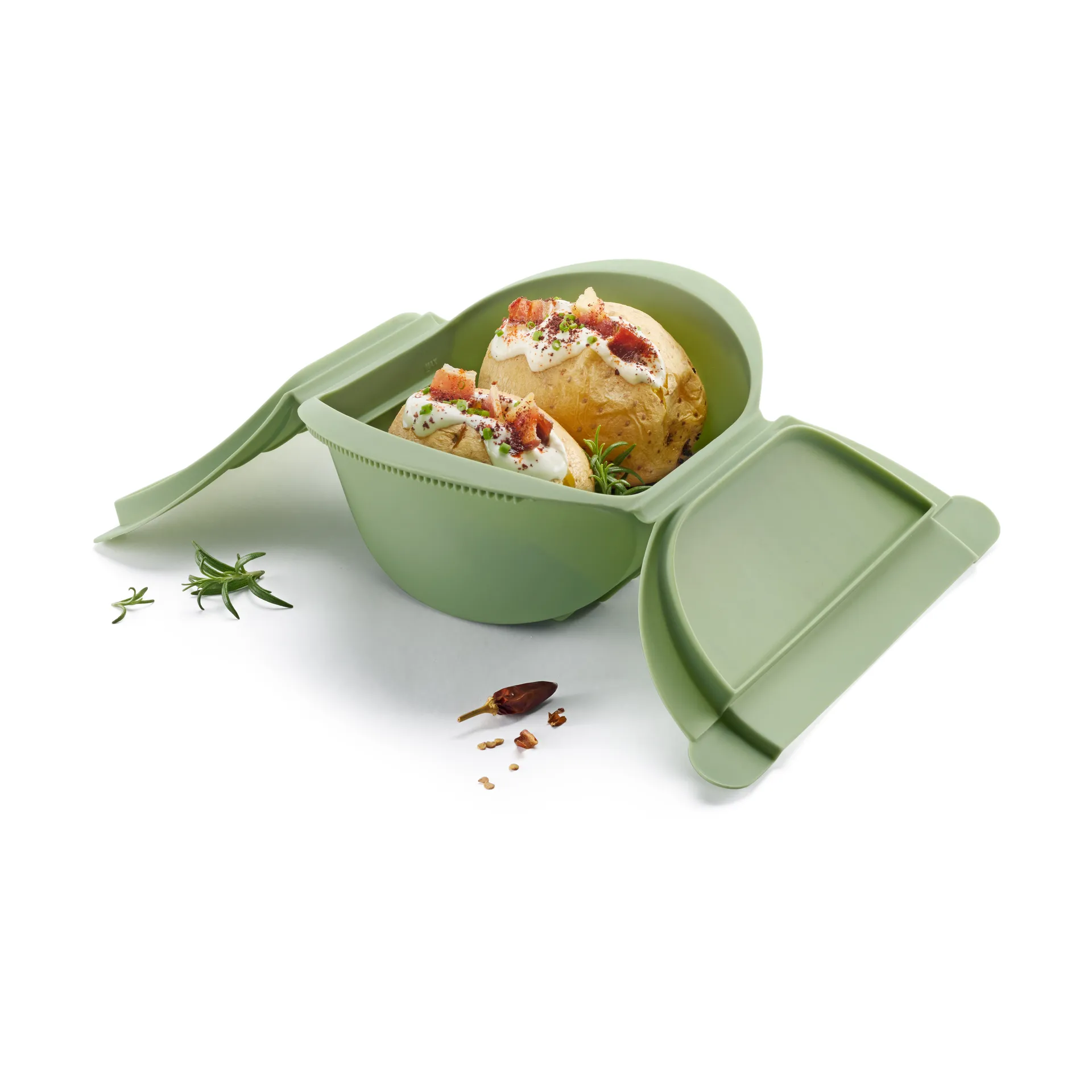 Lékué Dampfgarer, Grün, groß, 4-teilig Lékué