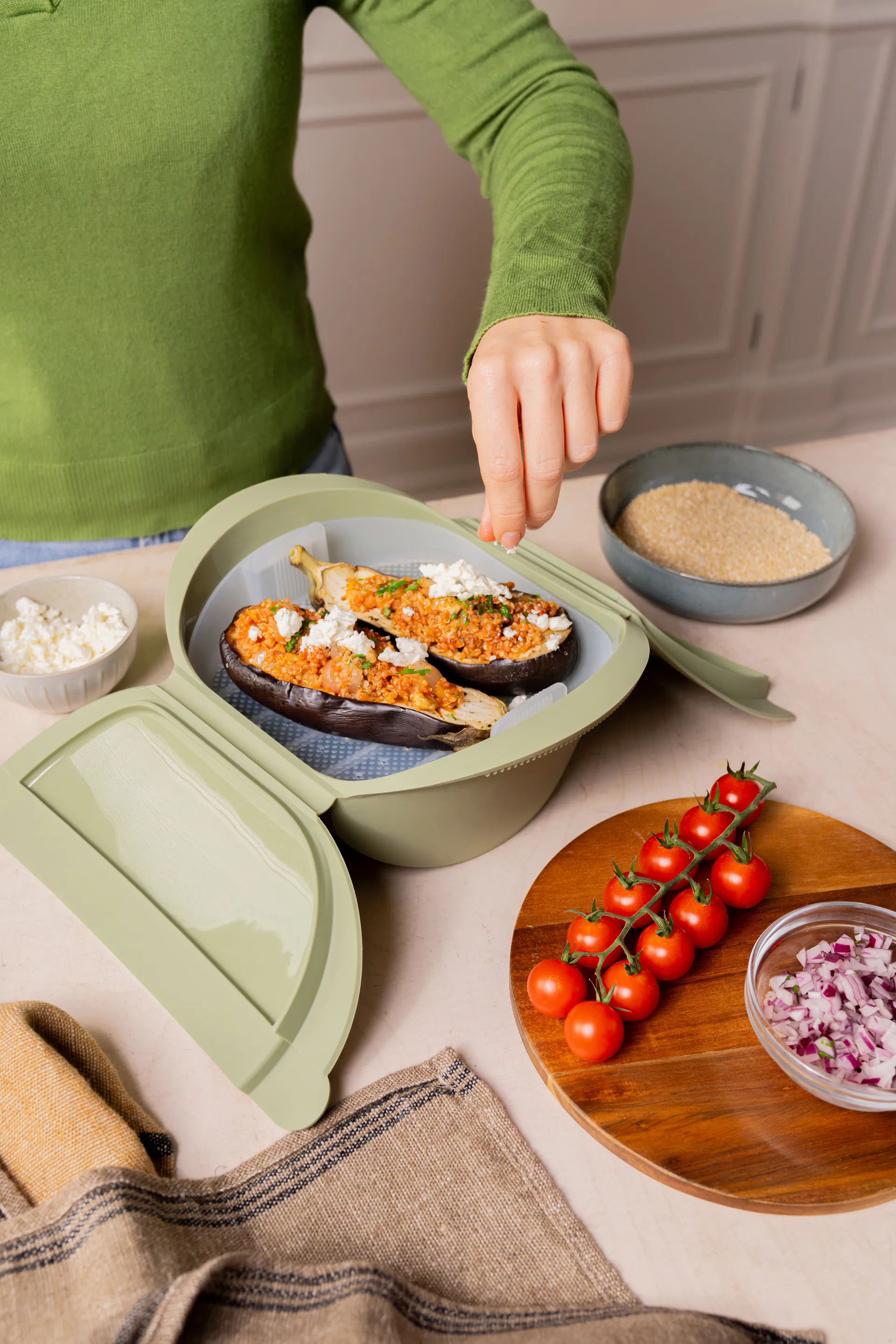 Lékué Dampfgarer, Grün, groß, 4-teilig Lékué