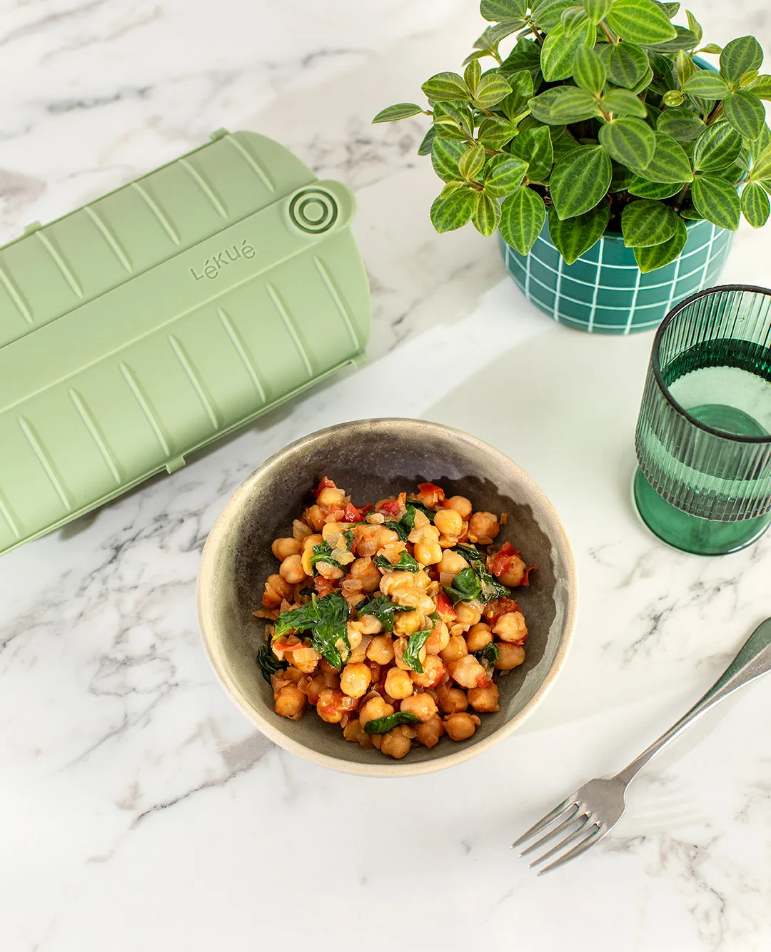 Lékué Dampfgarer, Grün, mit Tablett, 2-teilig Lékué